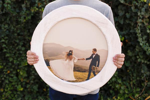 WoodFrame Branco Redondo 40cm